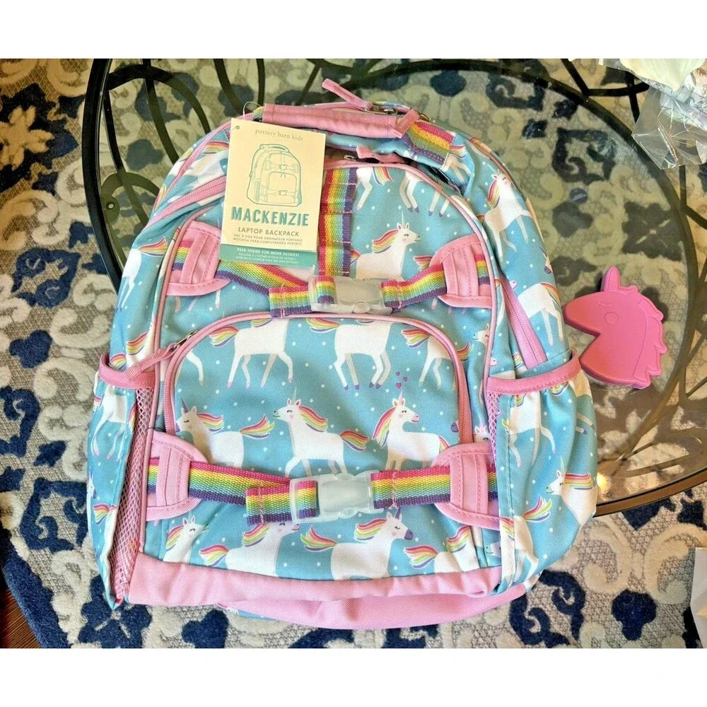 Pottery barn School BACKPACK LARGE Rainbow Unicorn Parade Heart Travel girl pink